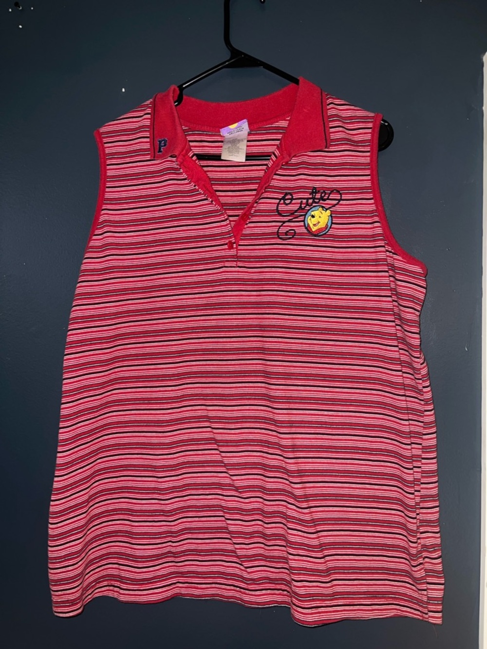 VTG Pooh sleeveless striped polo